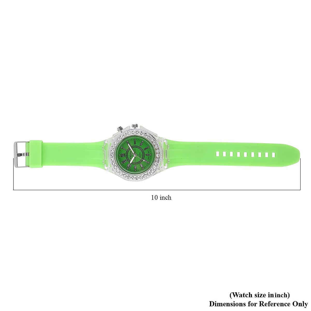 Strada Austrian Crystal Japanese Movement Watch with Fluorescent Green Silicone Strap (25.40 mm) (6.0-7.75 Inches) image number 6