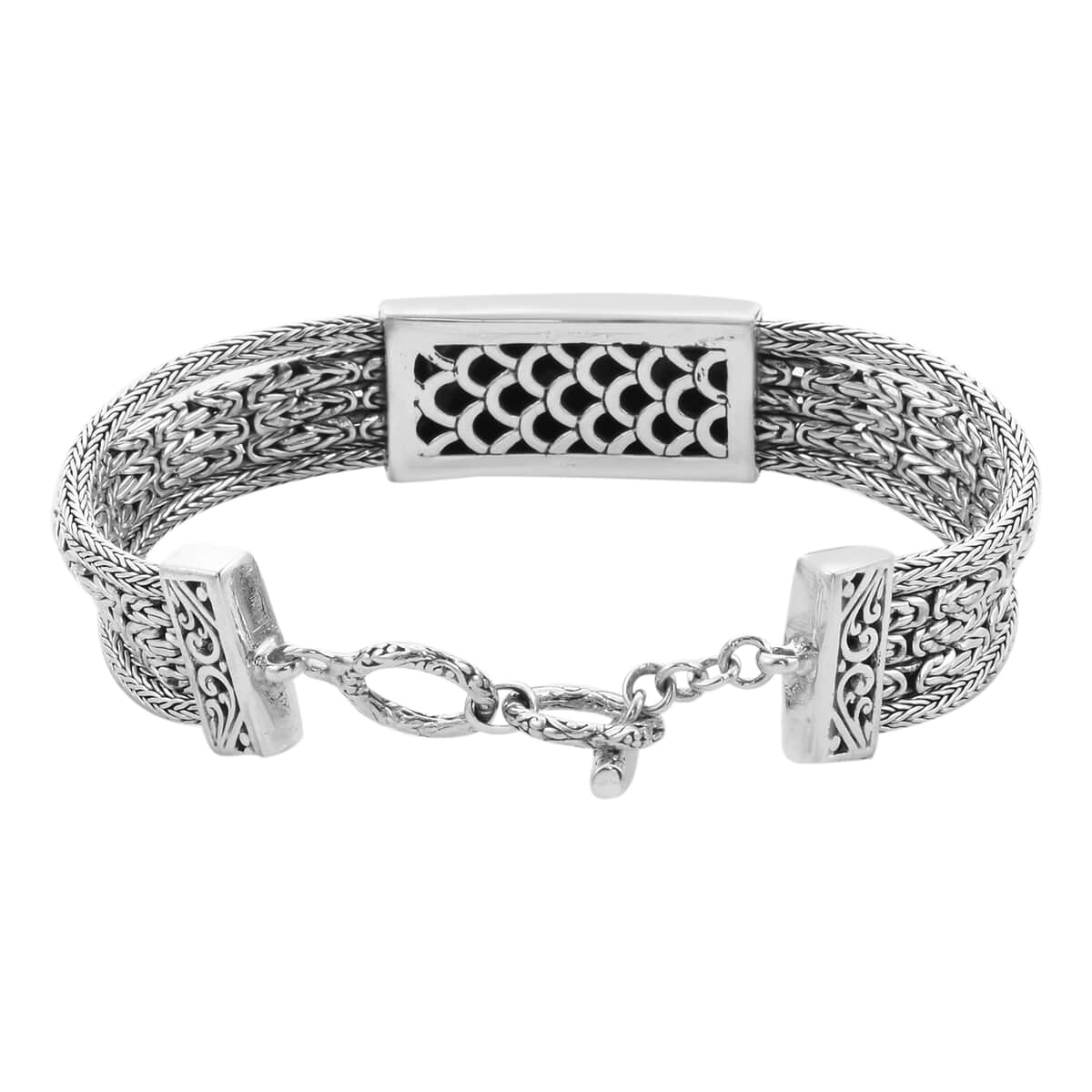 Bali Legacy Polki Diamond Tulang Naga Bangle Bracelet in Sterling Silver 47 Grams 0.60 ctw image number 2