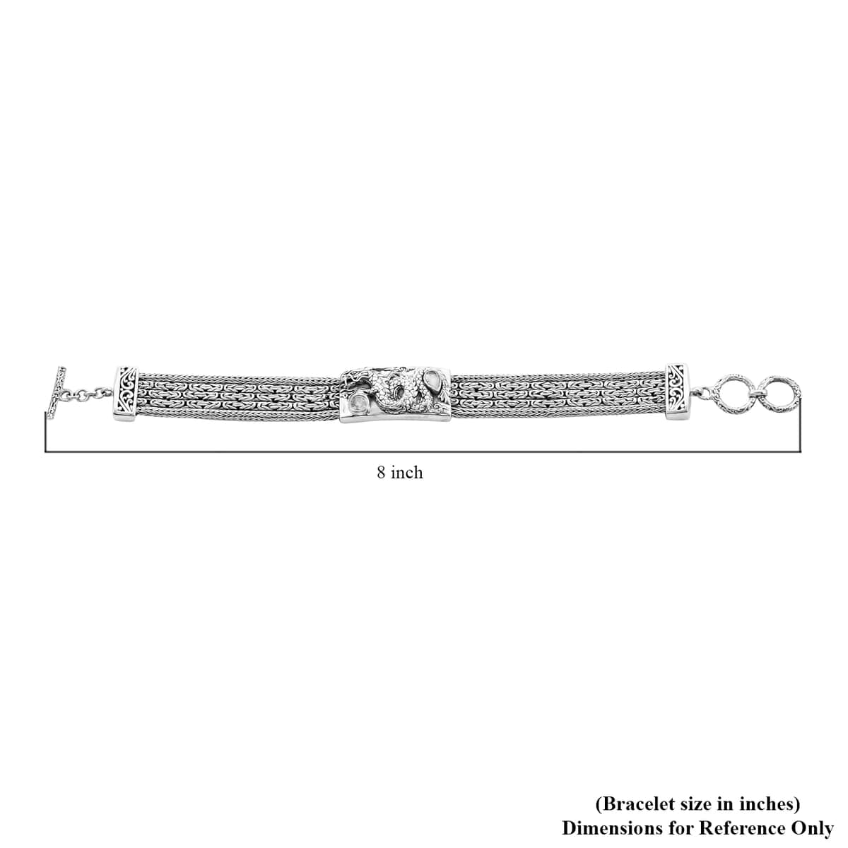 Bali Legacy Polki Diamond Tulang Naga Bangle Bracelet in Sterling Silver 47 Grams 0.60 ctw image number 3