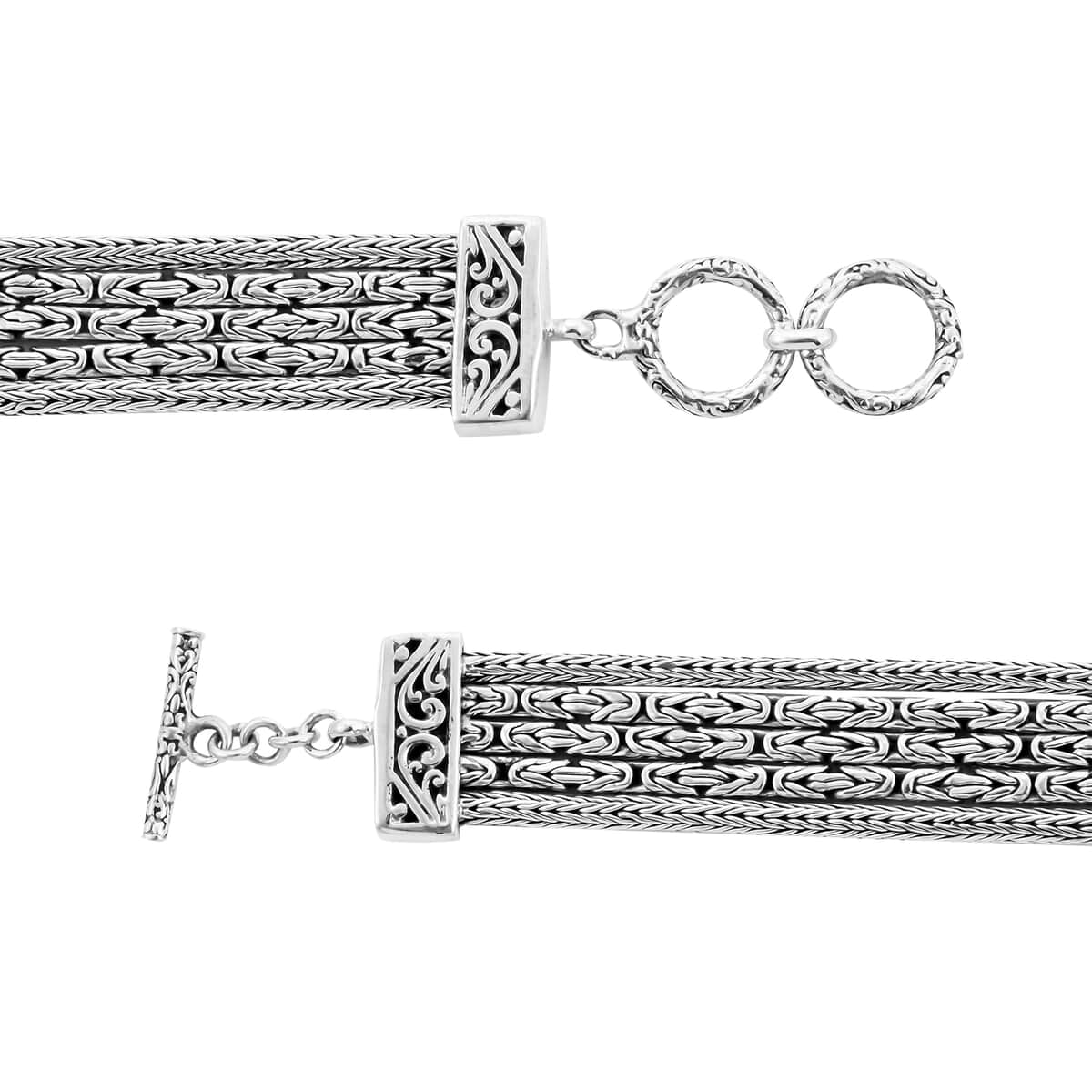 Bali Legacy Polki Diamond Tulang Naga Bangle Bracelet in Sterling Silver 47 Grams 0.60 ctw image number 4