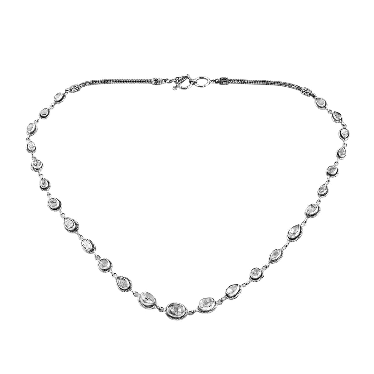 BALI LEGACY Polki Diamond Tulang Naga Necklace 22 Inches in Sterling Silver 34.80 Grams 10.50 ctw image number 0