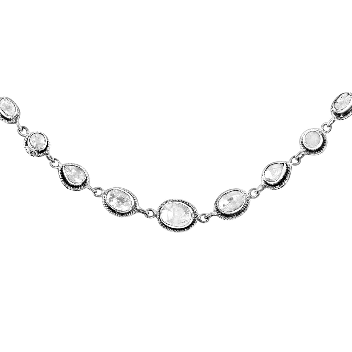 BALI LEGACY Polki Diamond Tulang Naga Necklace 22 Inches in Sterling Silver 34.80 Grams 10.50 ctw image number 3
