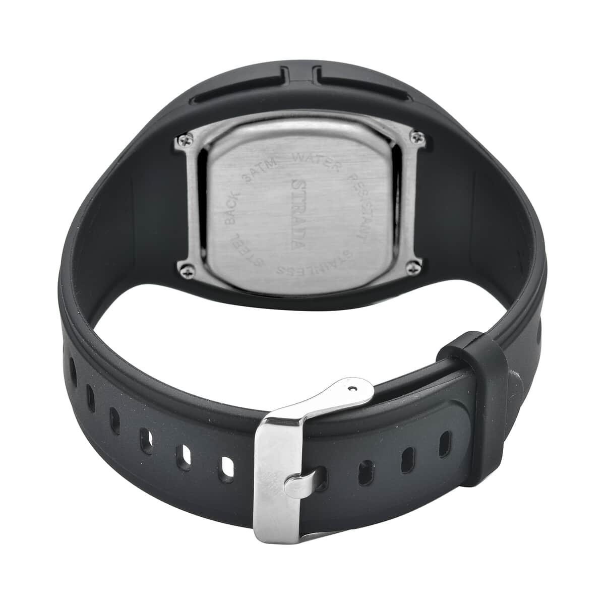 STRADA Japanese and Electronic Movement Multifunctional Key Led Dial Watch with Black Silicone Strap image number 5