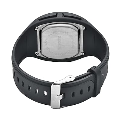 Strada Japanese and Electronic Movement Multifunctional Key Led Dial Watch with Black Silicone Strap