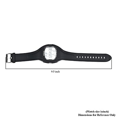 Strada Japanese and Electronic Movement Multifunctional Key Led Dial Watch with Black Silicone Strap