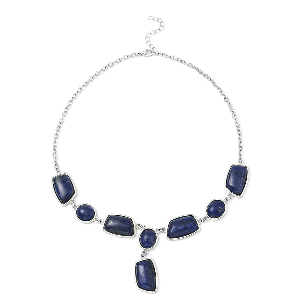 Lapis Lazuli Statement Necklace (18-20 Inches) in Silvertone 149.50 ctw image number 0
