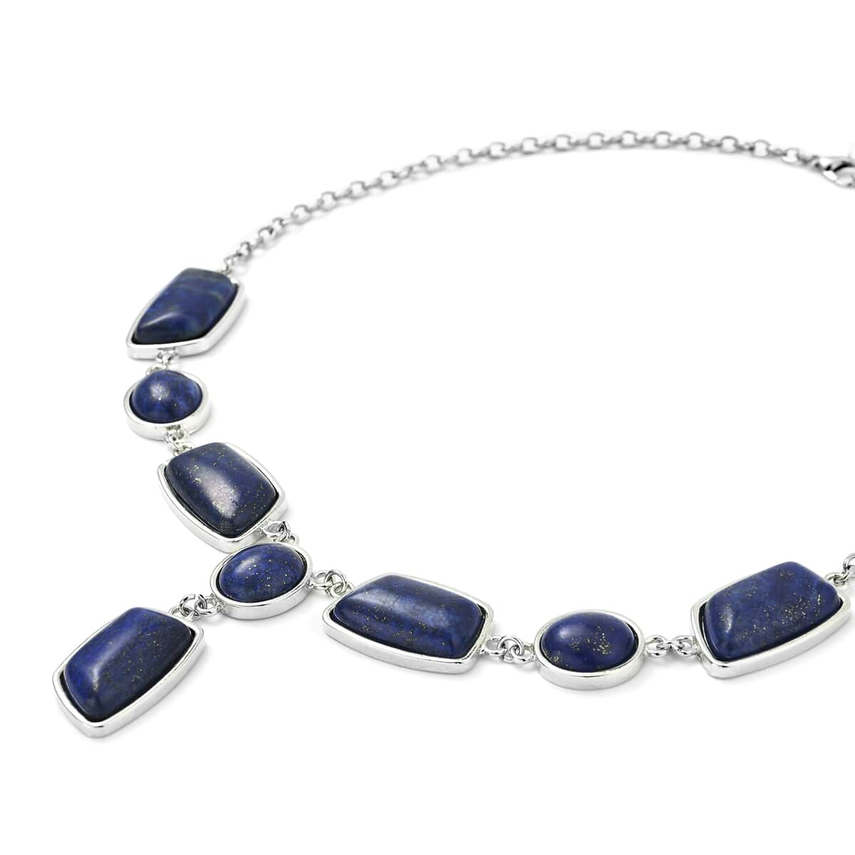 Lapis Lazuli Statement Necklace (18-20 Inches) in Silvertone 149.50 ctw image number 2