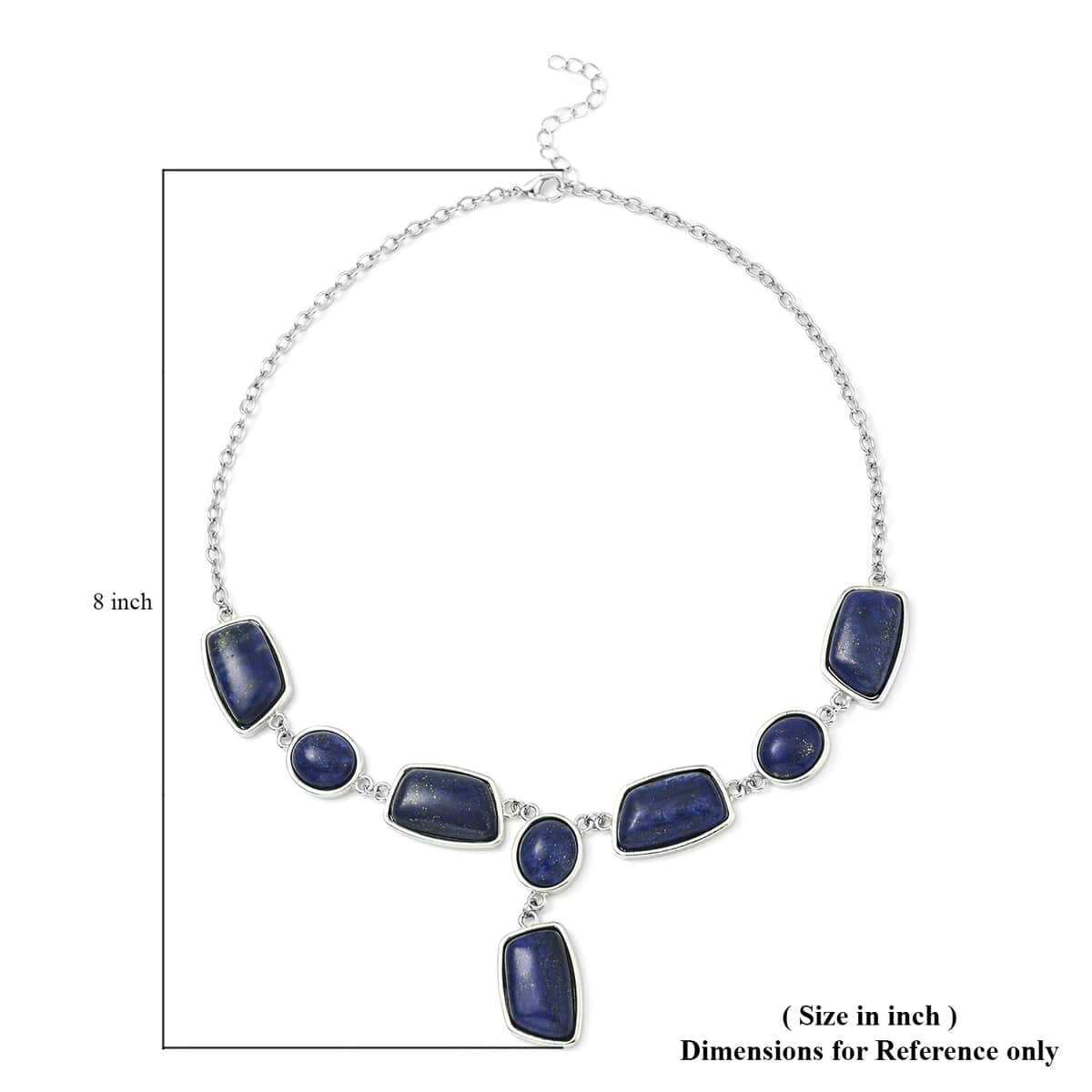 Lapis Lazuli Statement Necklace (18-20 Inches) in Silvertone 149.50 ctw image number 4