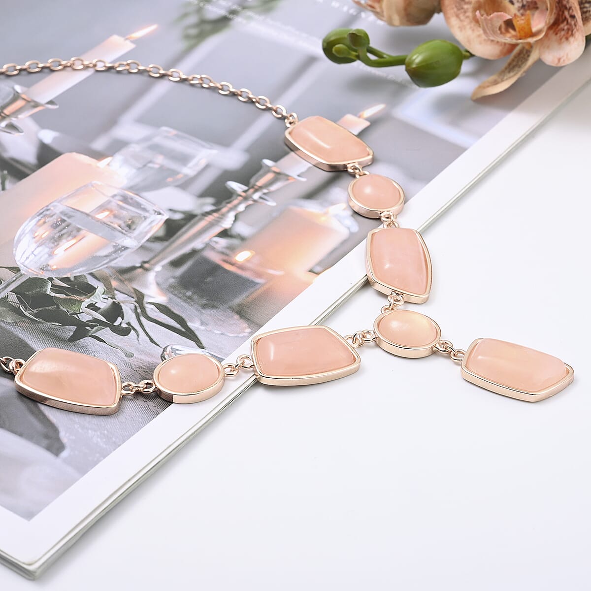 Galilea Rose Quartz Statement Necklace 18-20 Inches in Rosetone 139.50 ctw image number 1