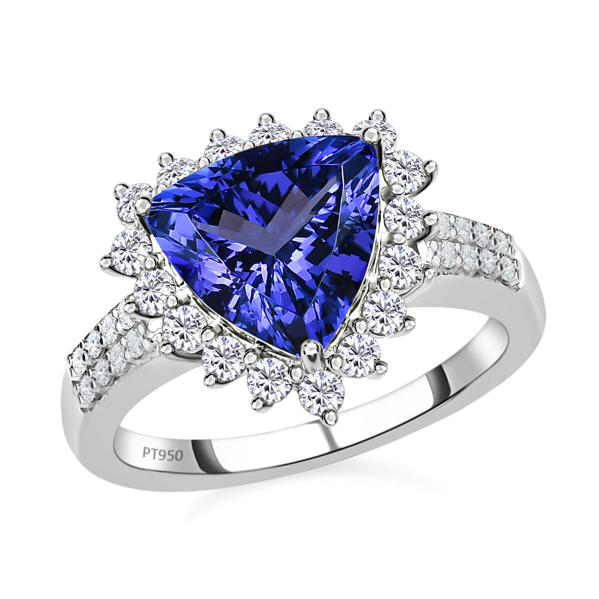 Rhapsody 950 Platinum AAAA Tanzanite and E-F VS Diamond Halo Ring (Size 9.0) 6.15 Grams 4.00 ctw image number 0