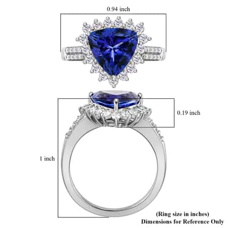 Rhapsody 950 Platinum AAAA Tanzanite and E-F VS Diamond Halo Ring (Size 9.0) 6.15 Grams 4.00 ctw image number 5