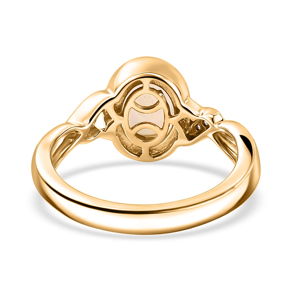 Ethiopian Welo Opal and White Zircon 0.90 ctw Ring in 14K Yellow Gold Over Sterling Silver (Size 5.5)