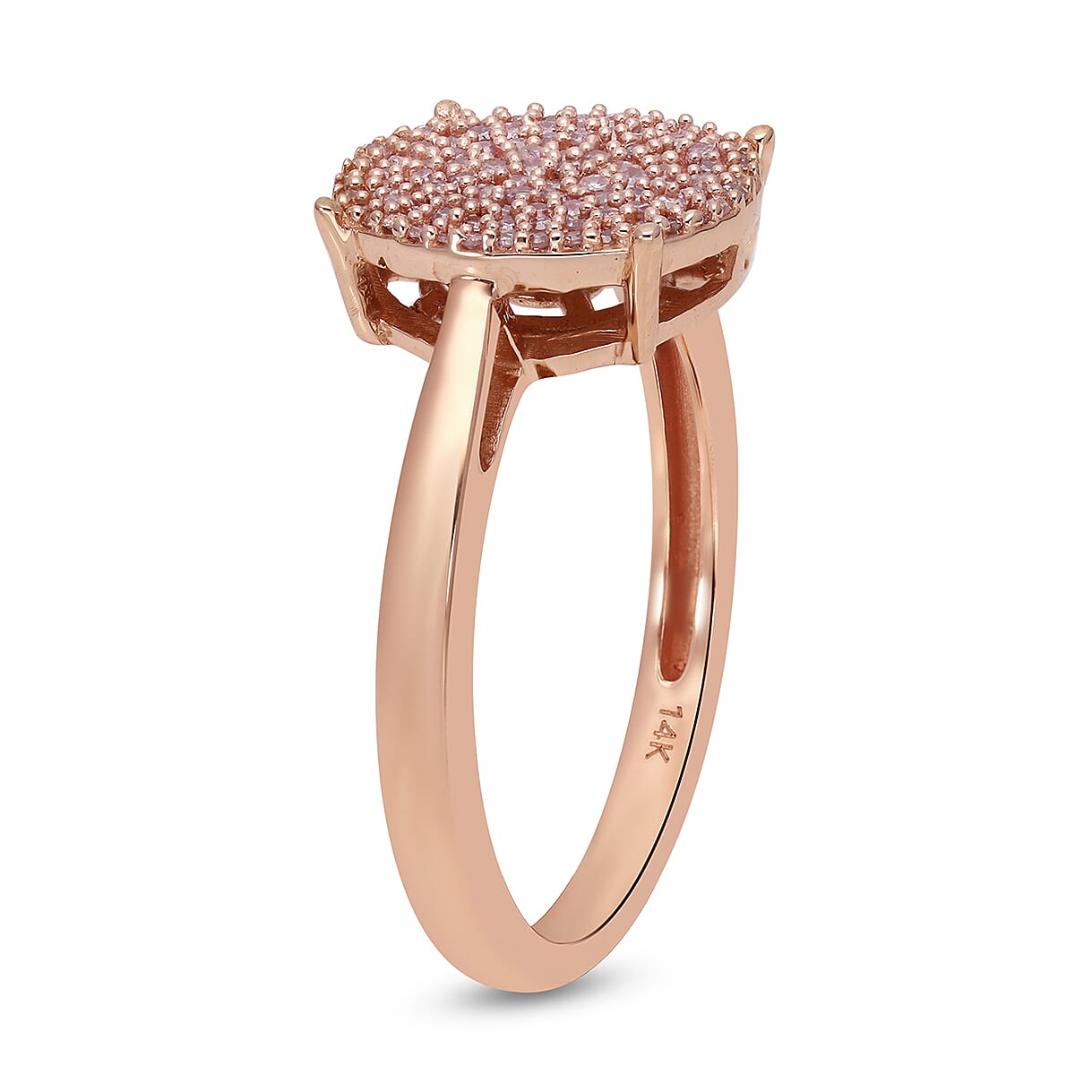 Luxoro 14K Rose Gold I1 Natural Pink Diamond Cluster Ring (Size 8.0) 0.25 ctw image number 3