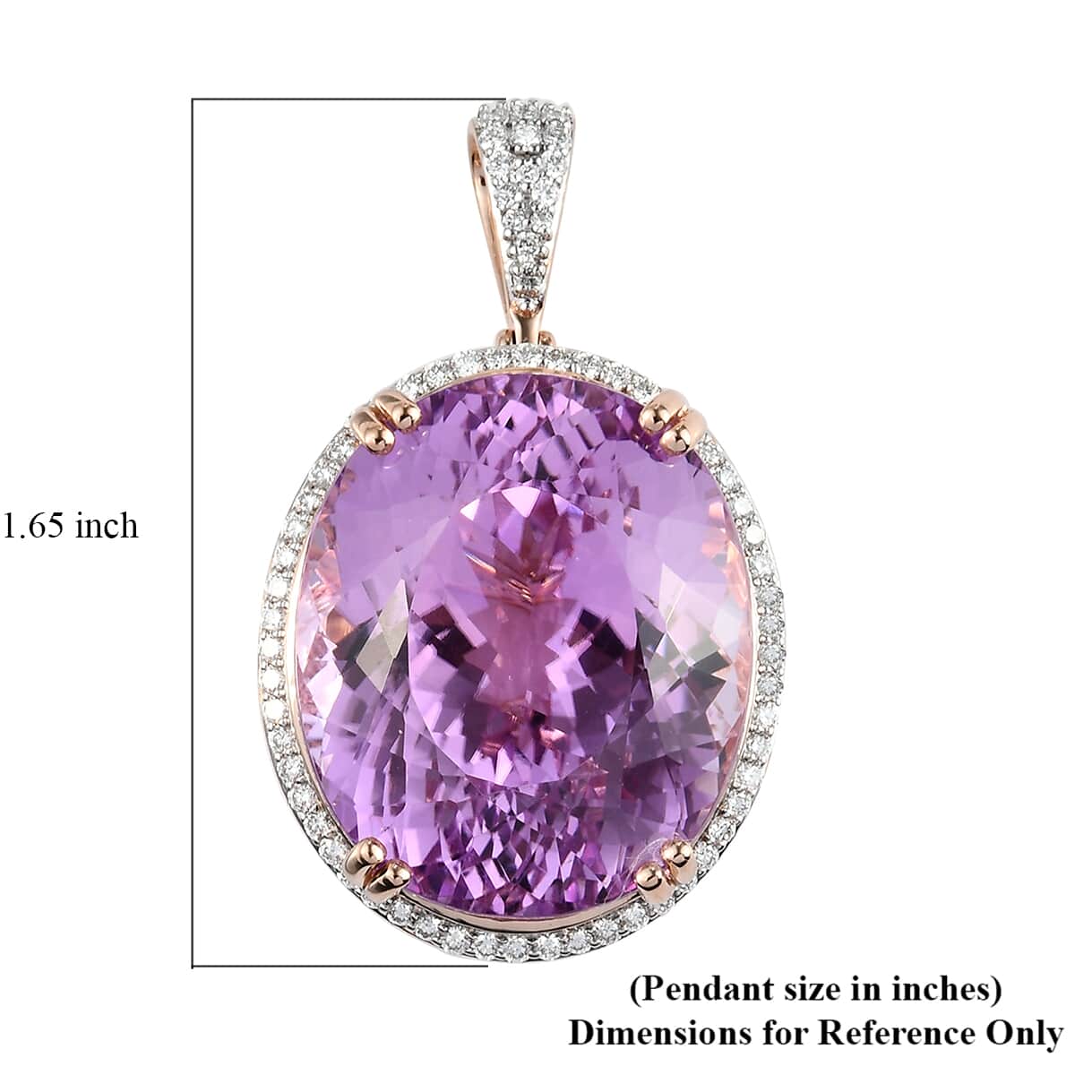 ILIANA 18K Rose Gold AAAA Kunzite and Diamond G-H SI1 Halo Pendant 11.25 Grams 70.40 ctw image number 5