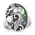 Abalone Shell and White Shell Pearl Nature Leaf Ring in Stainless Steel (Size 7.0) image number 0