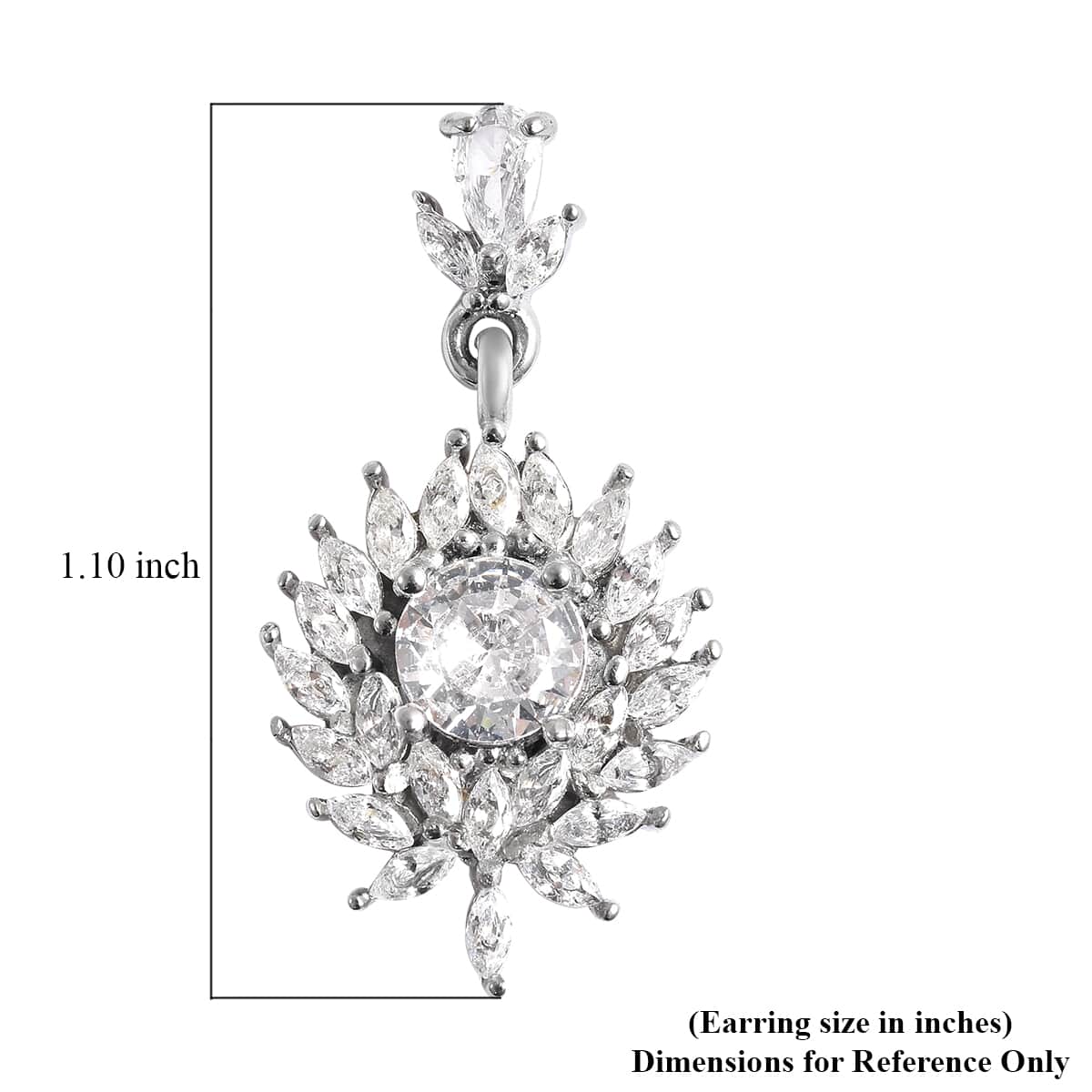 Simulated Diamond Floral Earrings in Stainless Steel 5.60 ctw image number 2