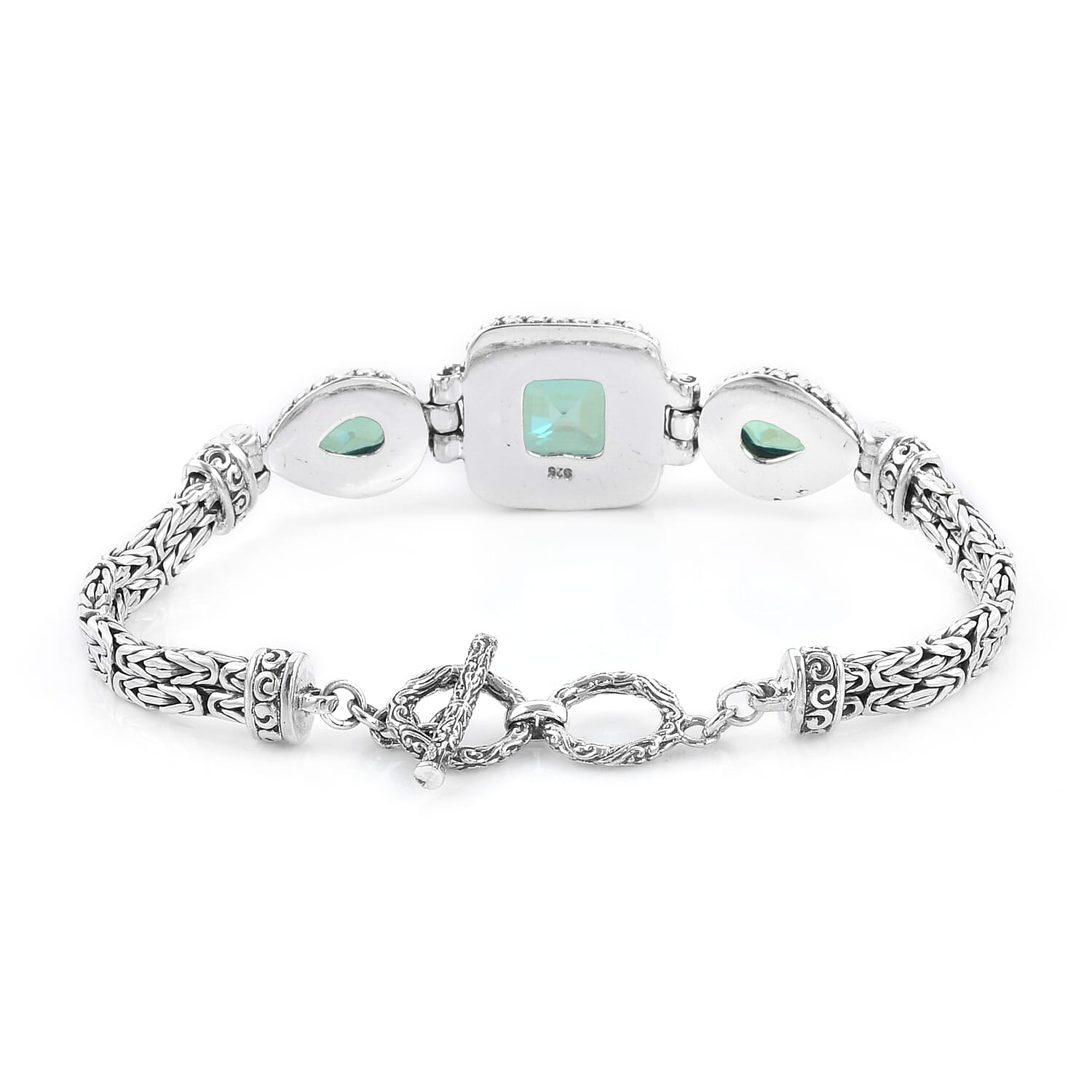 Bali Legacy Peacock Quartz (Triplet) Tulang Naga Chain Bracelet in Sterling Silver (7.50 In) 12.90 ctw