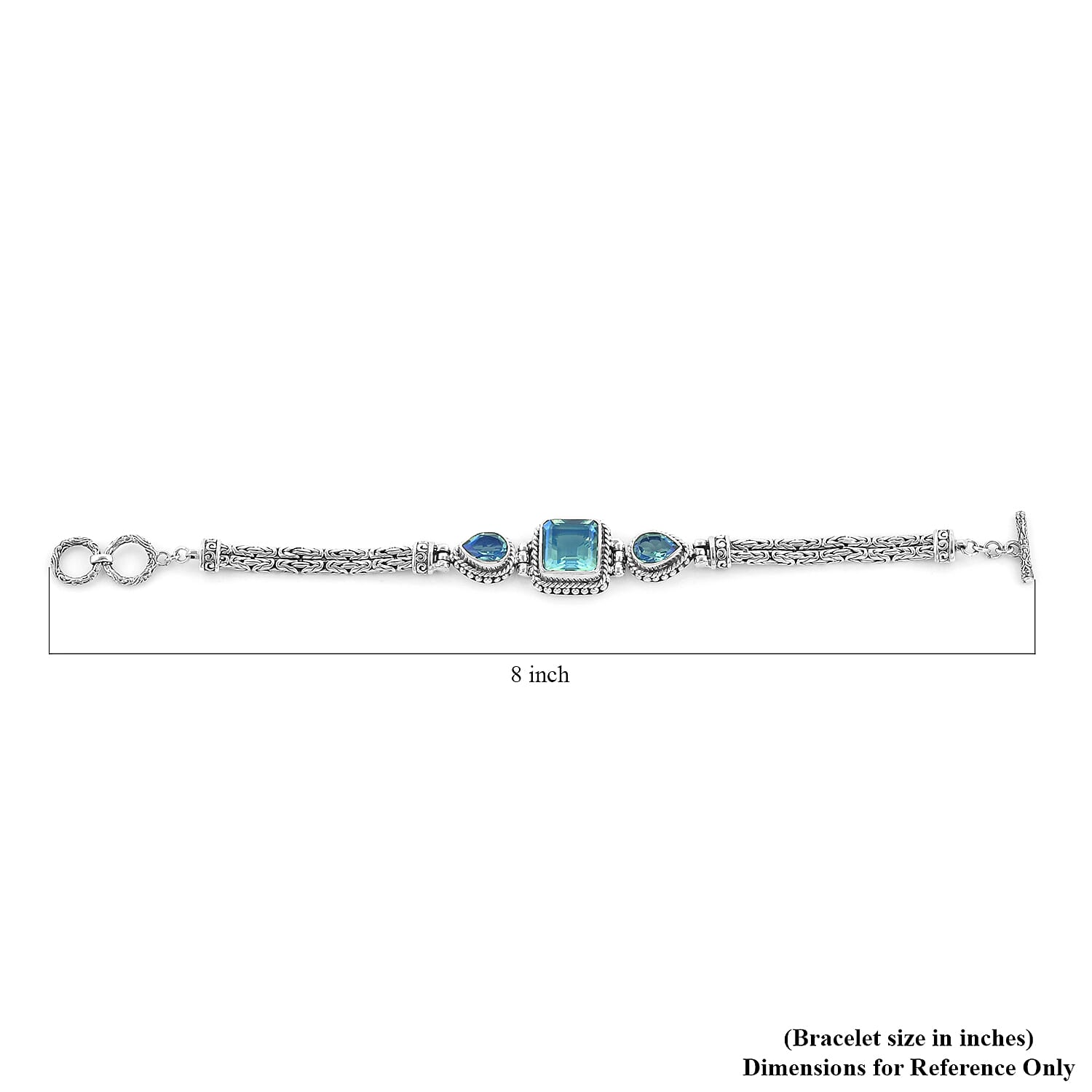 Bali Legacy Peacock Quartz (Triplet) Tulang Naga Chain Bracelet in Sterling Silver (7.50 In) 12.90 ctw