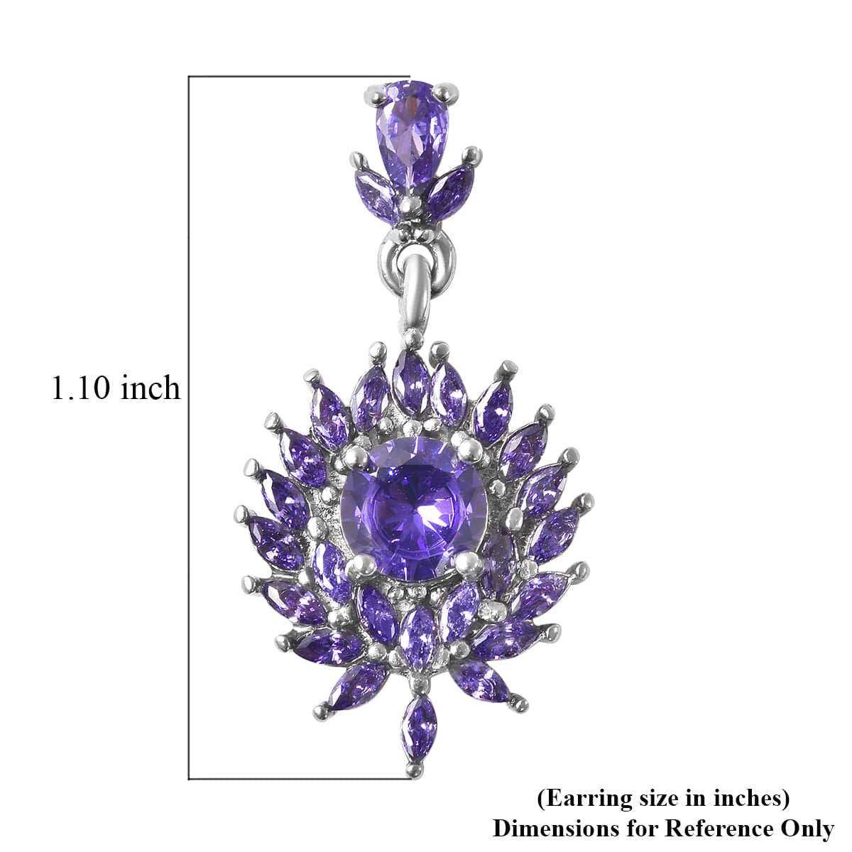 Simulated Purple Diamond Floral Earrings in Stainless Steel 5.60 ctw image number 3