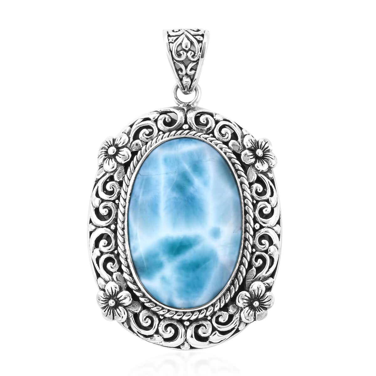 Bali Legacy Larimar Solitaire Pendant in Sterling Silver 17.65 Grams 36.00 ctw image number 0