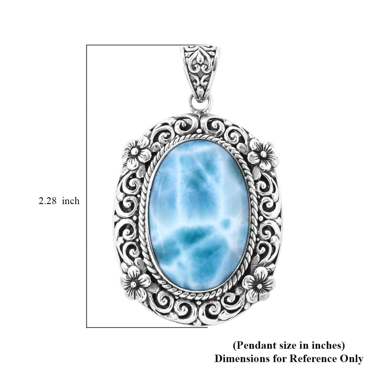 Bali Legacy Larimar Solitaire Pendant in Sterling Silver 17.65 Grams 36.00 ctw image number 4