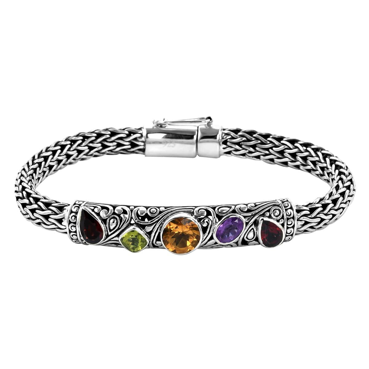 BALI LEGACY Brazilian Citrine and Multi Gemstone Bracelet in Sterling Silver (7.50 In) 33.5 Grams 4.85 ctw image number 0