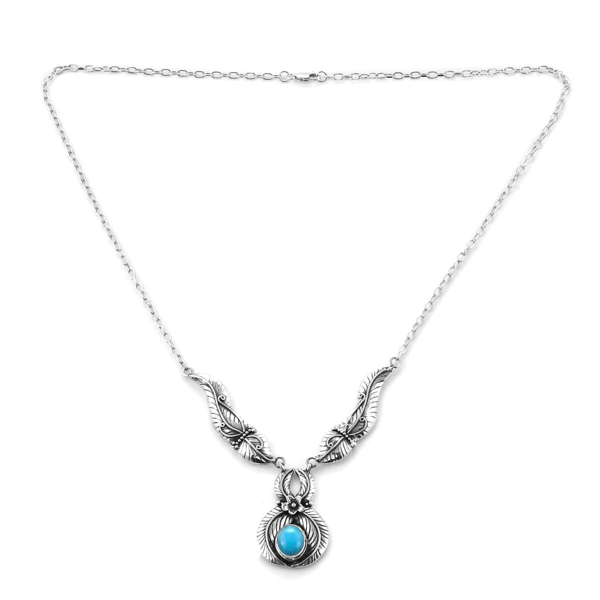 Bali Legacy Sleeping Beauty Turquoise Necklace 22 Inches in Sterling Silver 21.70 Grams 3.10 ctw image number 0