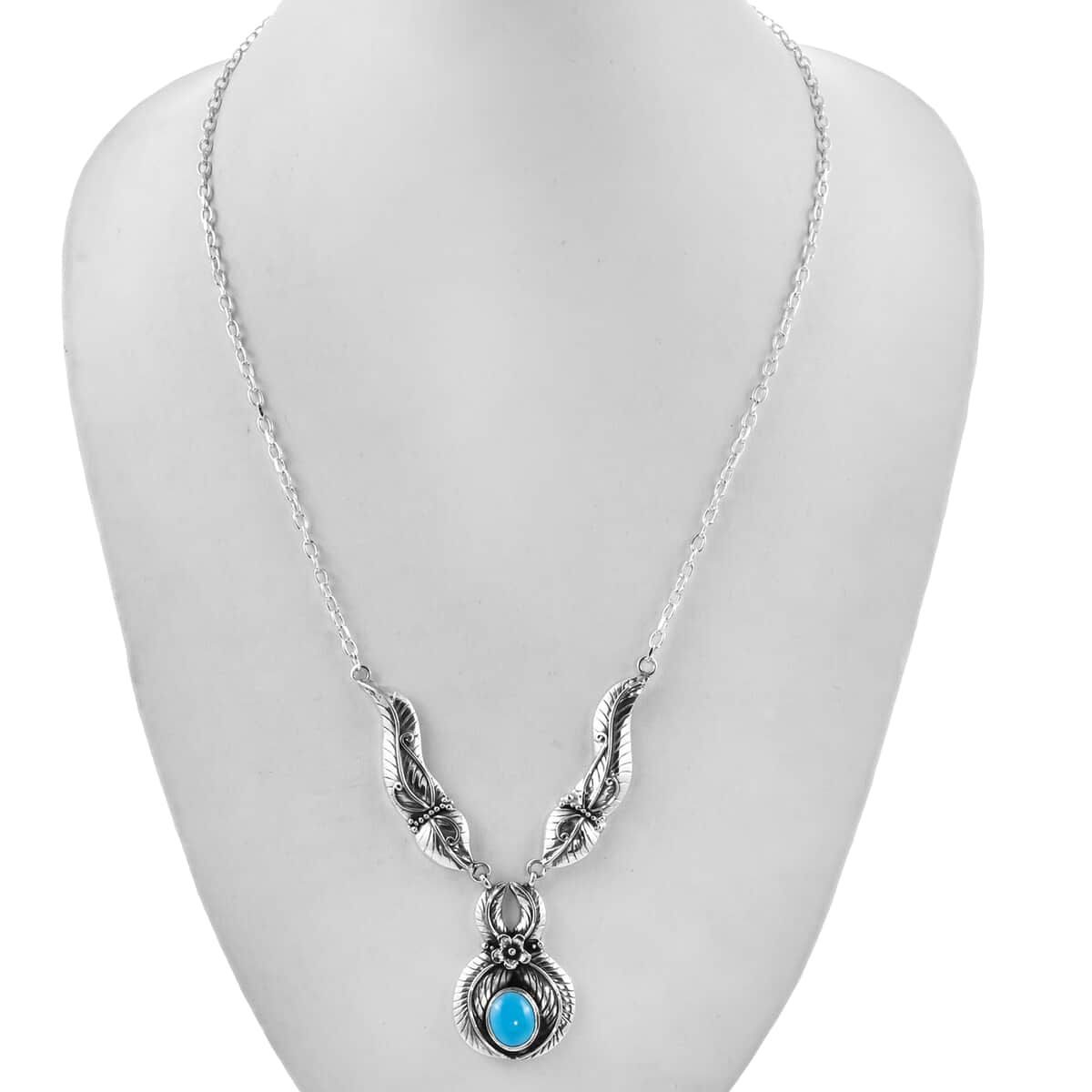Bali Legacy Sleeping Beauty Turquoise Necklace 22 Inches in Sterling Silver 21.70 Grams 3.10 ctw image number 2