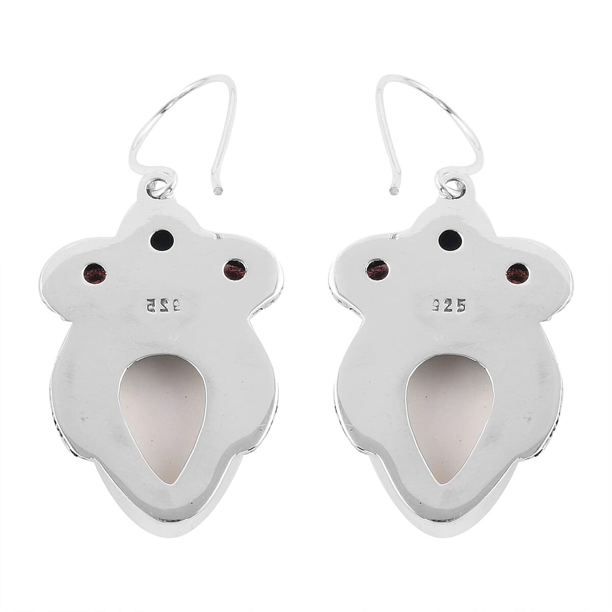 Bali Goddess Carved Bone and Multi Gemstone Earrings in Sterling Silver 14.15 Grams 3.30 ctw image number 2