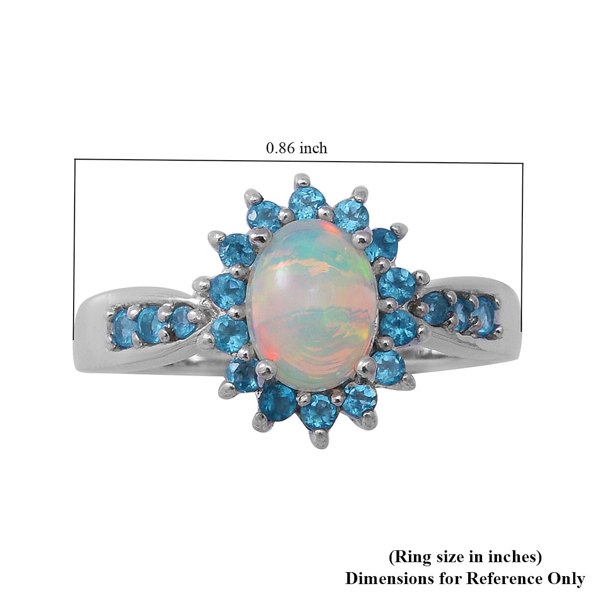 Ethiopian Welo Opal and Malgache Neon Apatite Ring in Platinum Over Sterling Silver (Size 8.0) 1.40 ctw image number 4