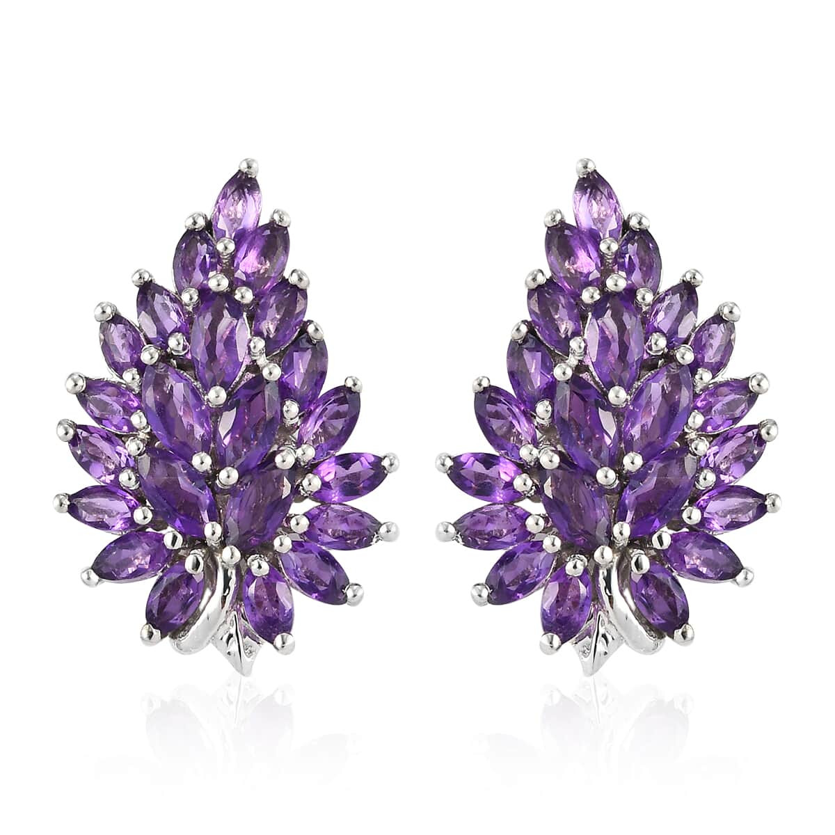 Amethyst Floral Earrings in Platinum Over Sterling Silver 4.50 ctw image number 0