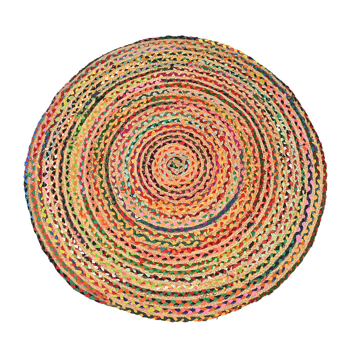 Multi Color Circular Jute and Cotton Rug (Dia. 48") image number 0