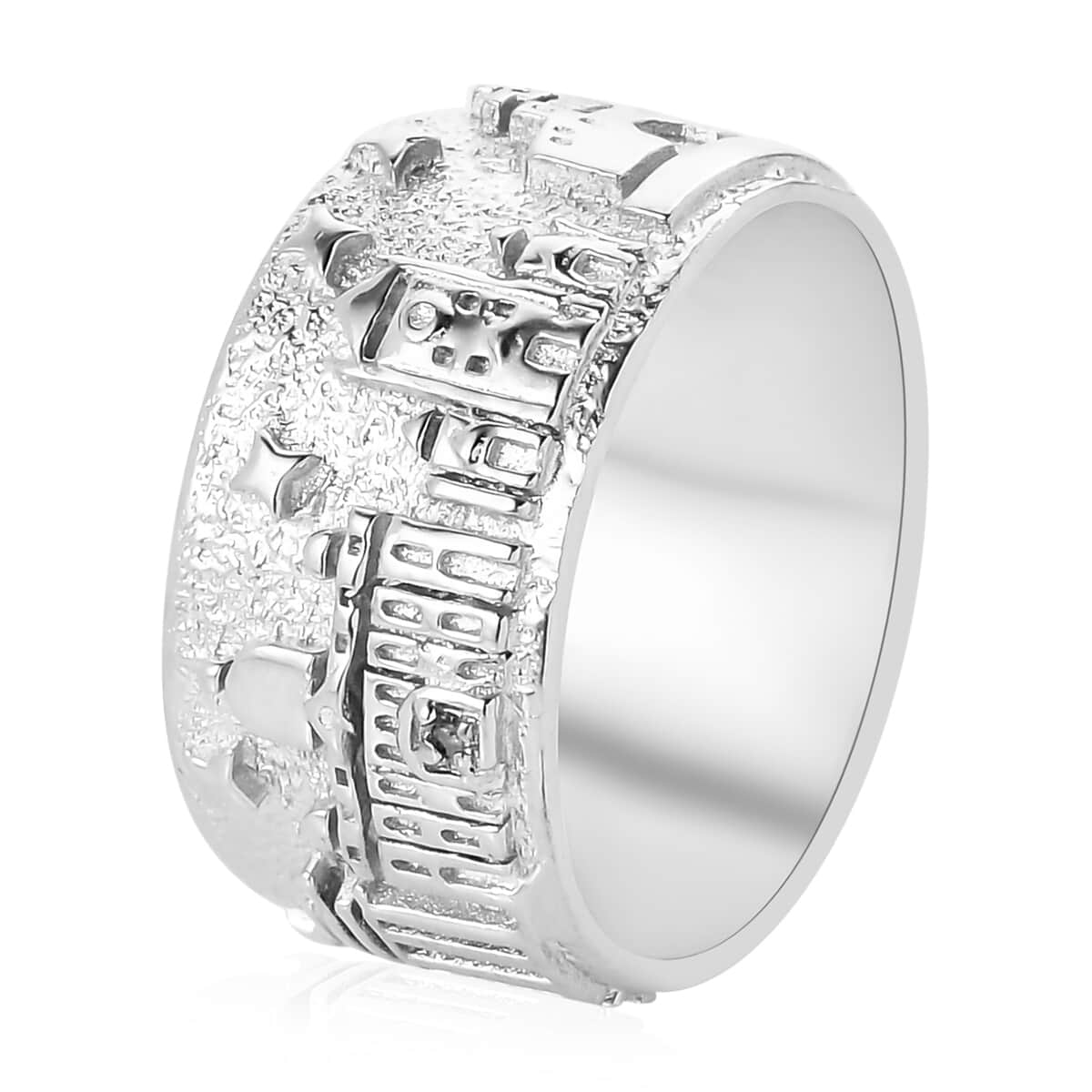 KARIS Natural Champagne Diamond Accent Band Ring in Platinum Bond (Size 9.0) image number 3
