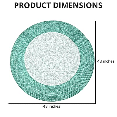 Green Circular Wool and Cotton Rug, Bedroom Rug, Living Room Rug, Indoor Outdoor Carpet, Carpets for Living Room Bedroom