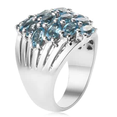 London Blue Topaz Multi Split Shank Ring in Platinum Over Sterling Silver (Size 7.0) 4.75 ctw image number 3