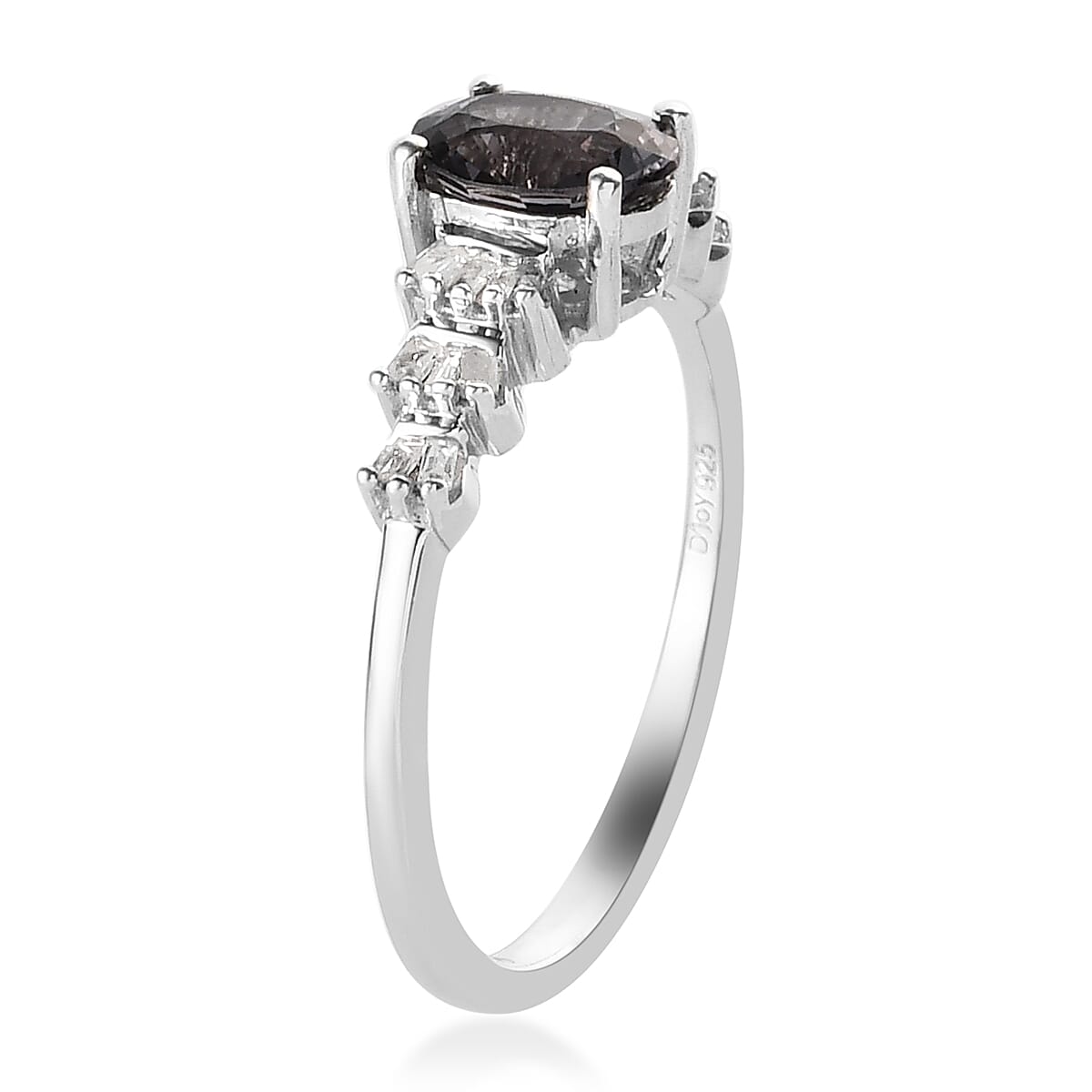 Gray Spinel and Diamond Ring in Platinum Over Sterling Silver (Size 7.0) 1.10 ctw image number 3
