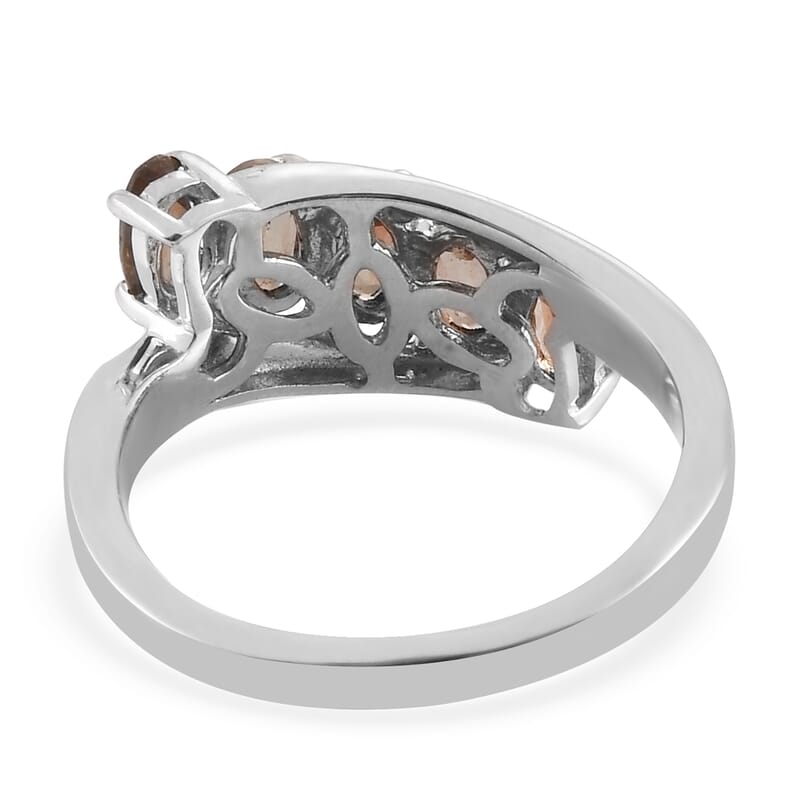 Jenipapo Andalusite 5 Stone Ring in Platinum Over Sterling Silver (Size 6.0) 1.10 ctw