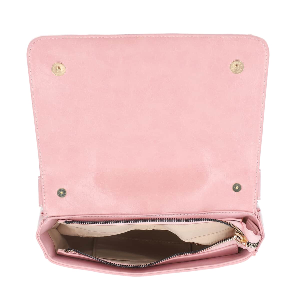 Pink Faux Leather Jacket Crossbody Bag with Shoulder Strap image number 3