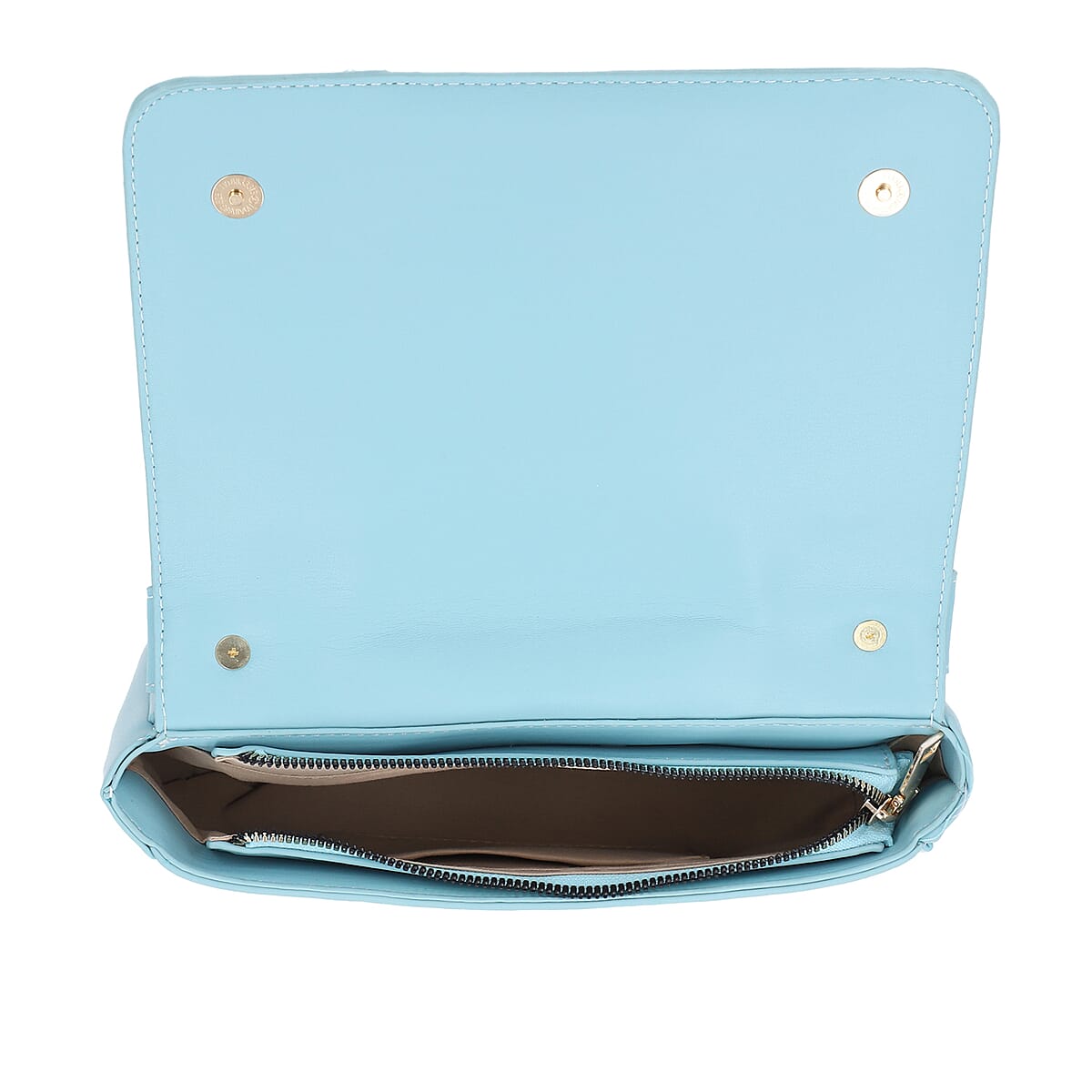 Light Blue with Daisy Faux Leather Jacket Crossbody Bag with Shoulder Strap image number 3