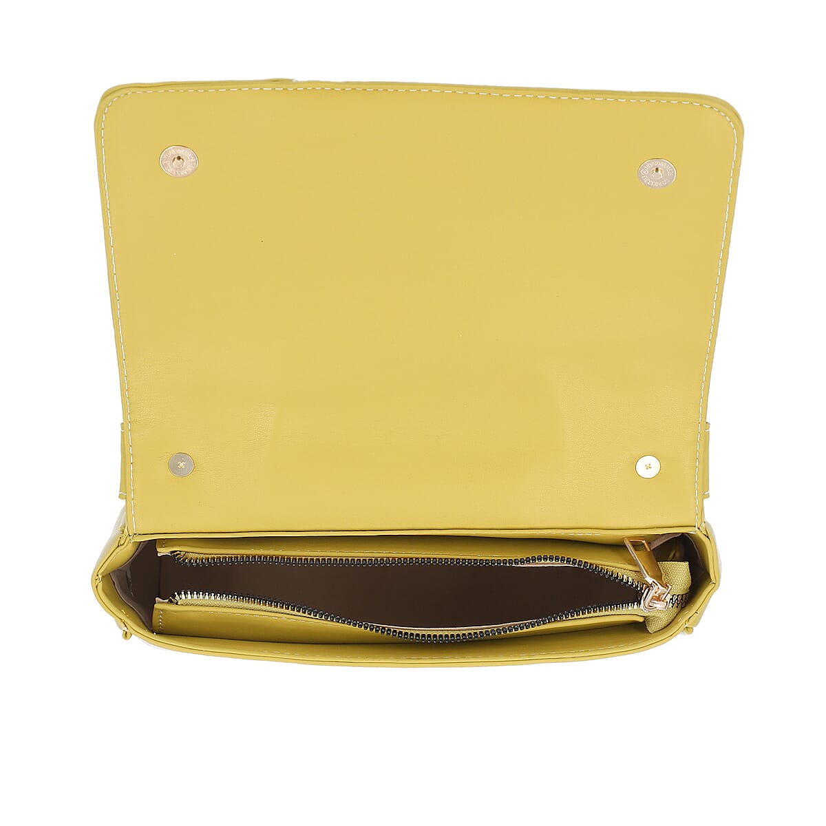 Yellow with Daisy Faux Leather Jacket Crossbody Bag with Shoulder Strap image number 3