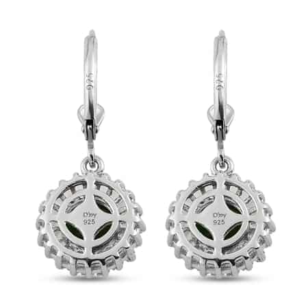 Natural Chrome Diopside and White Topaz Earrings in Platinum Over Sterling Silver 4.35 ctw image number 3
