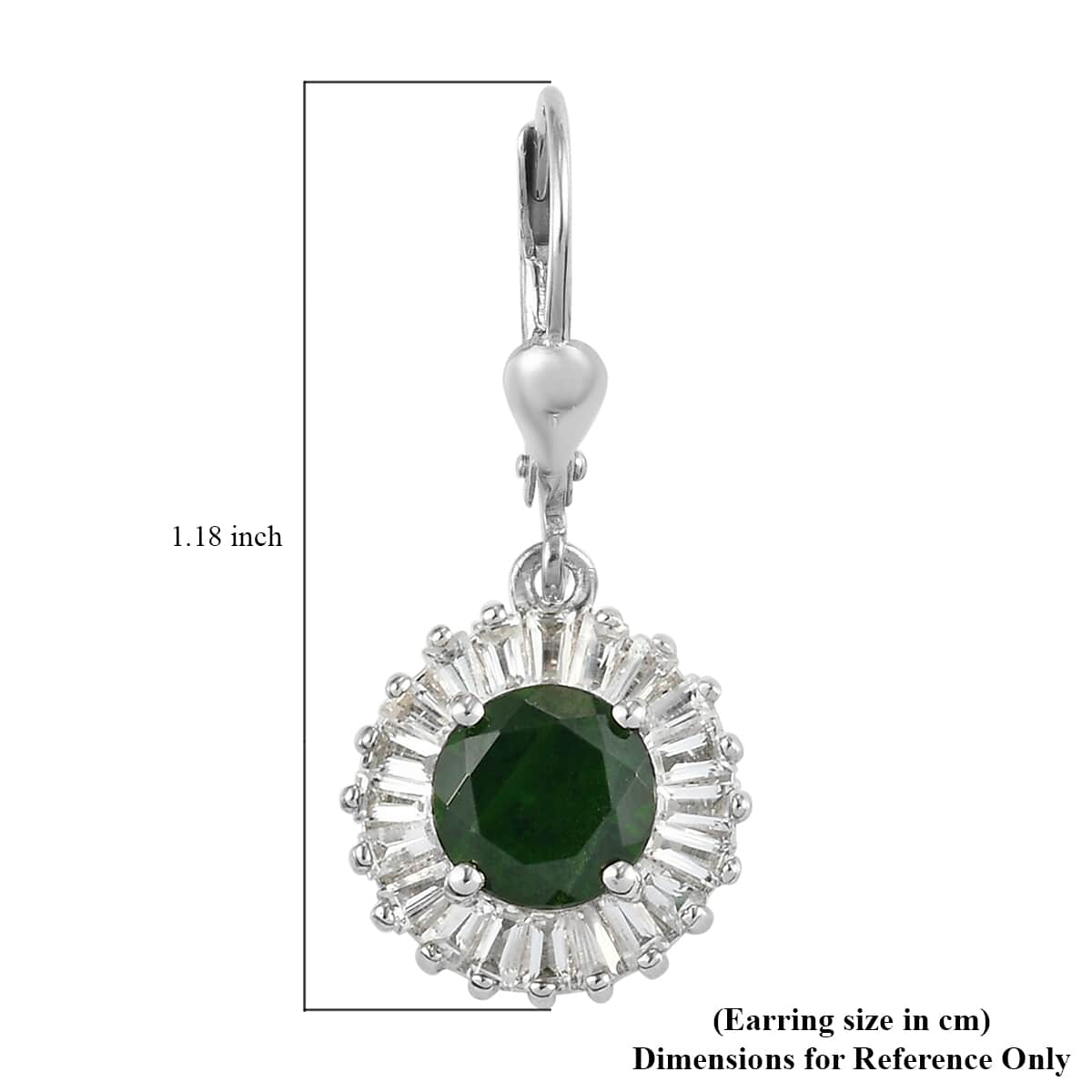 Natural Chrome Diopside and White Topaz Earrings in Platinum Over Sterling Silver 4.35 ctw image number 4