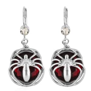 MARVEL Simulated Ruby Spider-Man Red Crystal Spider Earrings in Silvertone