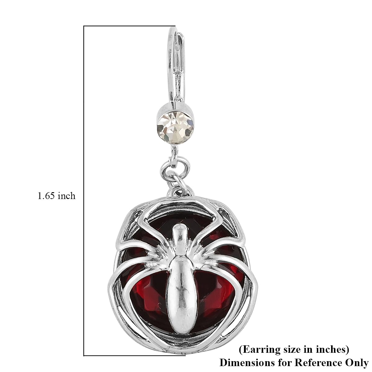 MARVEL Simulated Ruby Spider-Man Red Crystal Spider Earrings in Silvertone