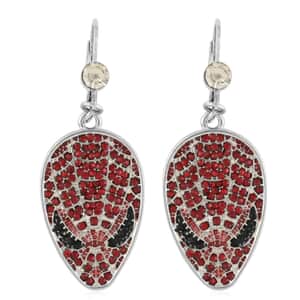 Marvel Simulated Ruby Red Pave Spiderman Earrings in Silvertone