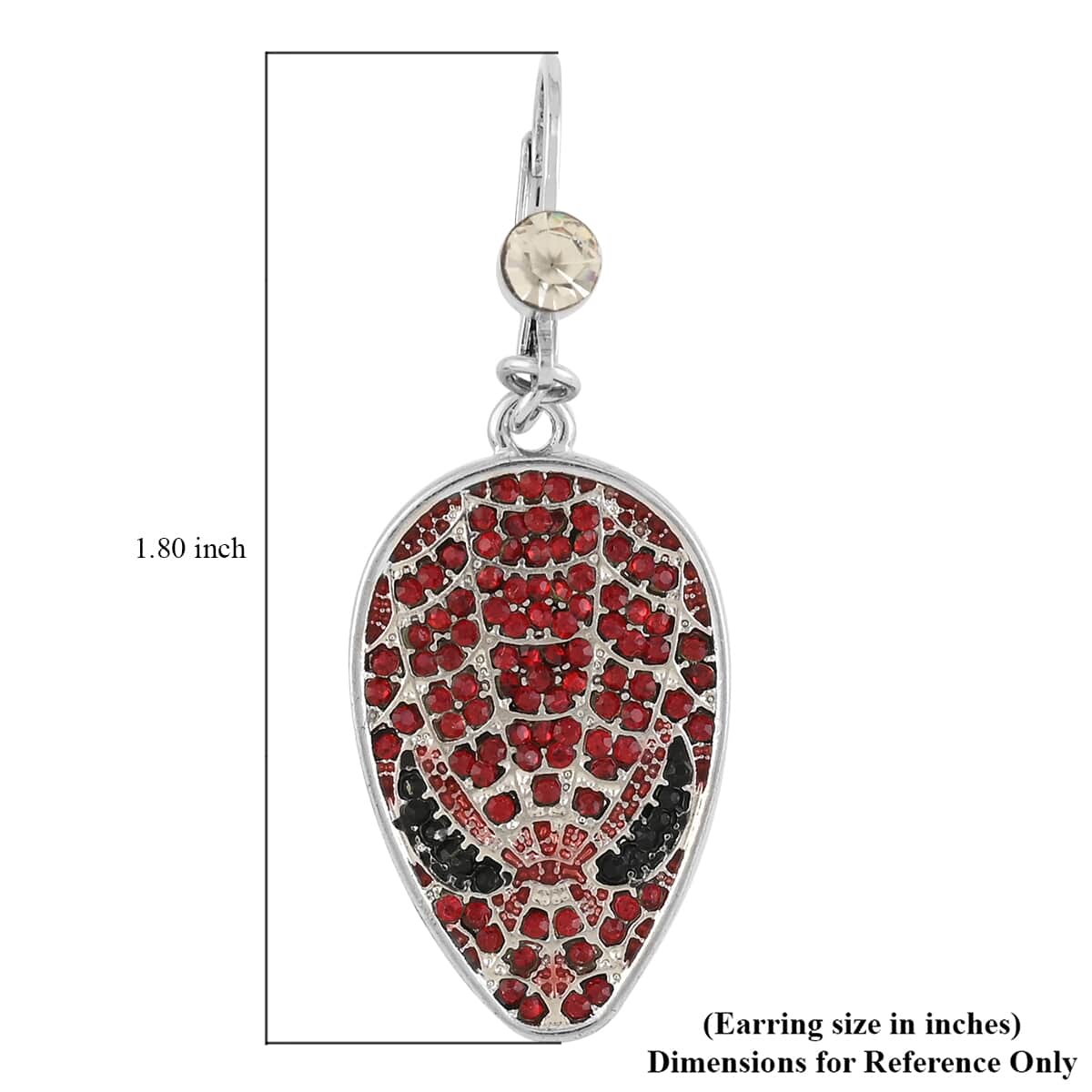 Marvel Simulated Ruby Red Pave Spiderman Earrings in Silvertone image number 4