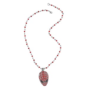 MARVEL Simulated Ruby Crystal Necklace 18 Inches in Silvertone