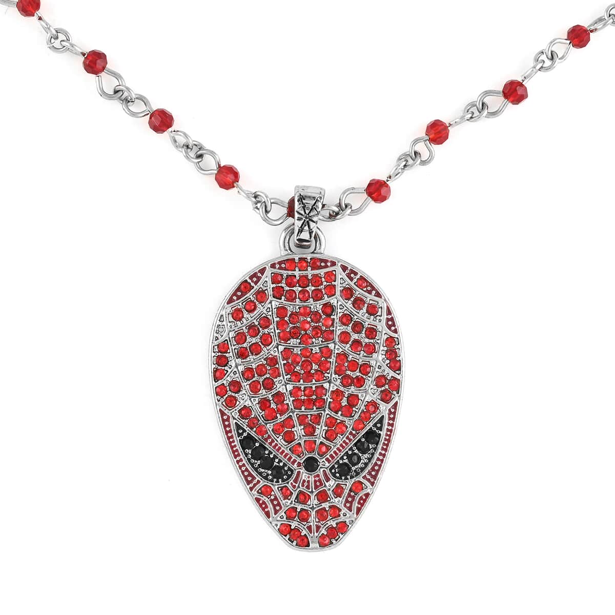 MARVEL Simulated Ruby Crystal Necklace 18 Inches in Silvertone image number 2