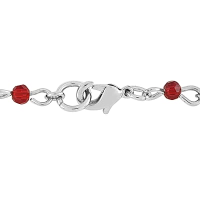 MARVEL Simulated Ruby Crystal Necklace 18 Inches in Silvertone