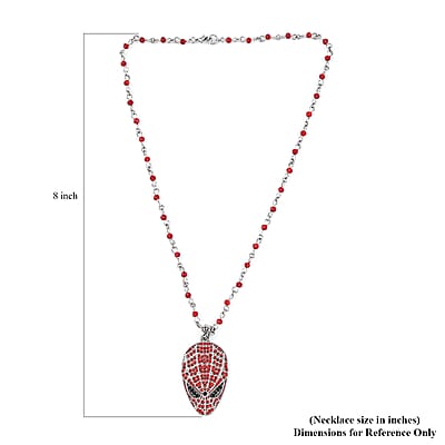 MARVEL Simulated Ruby Crystal Necklace 18 Inches in Silvertone